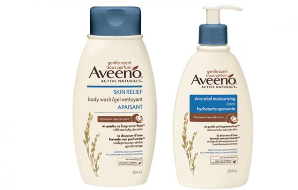Aveeno coconut body wash and body lotion